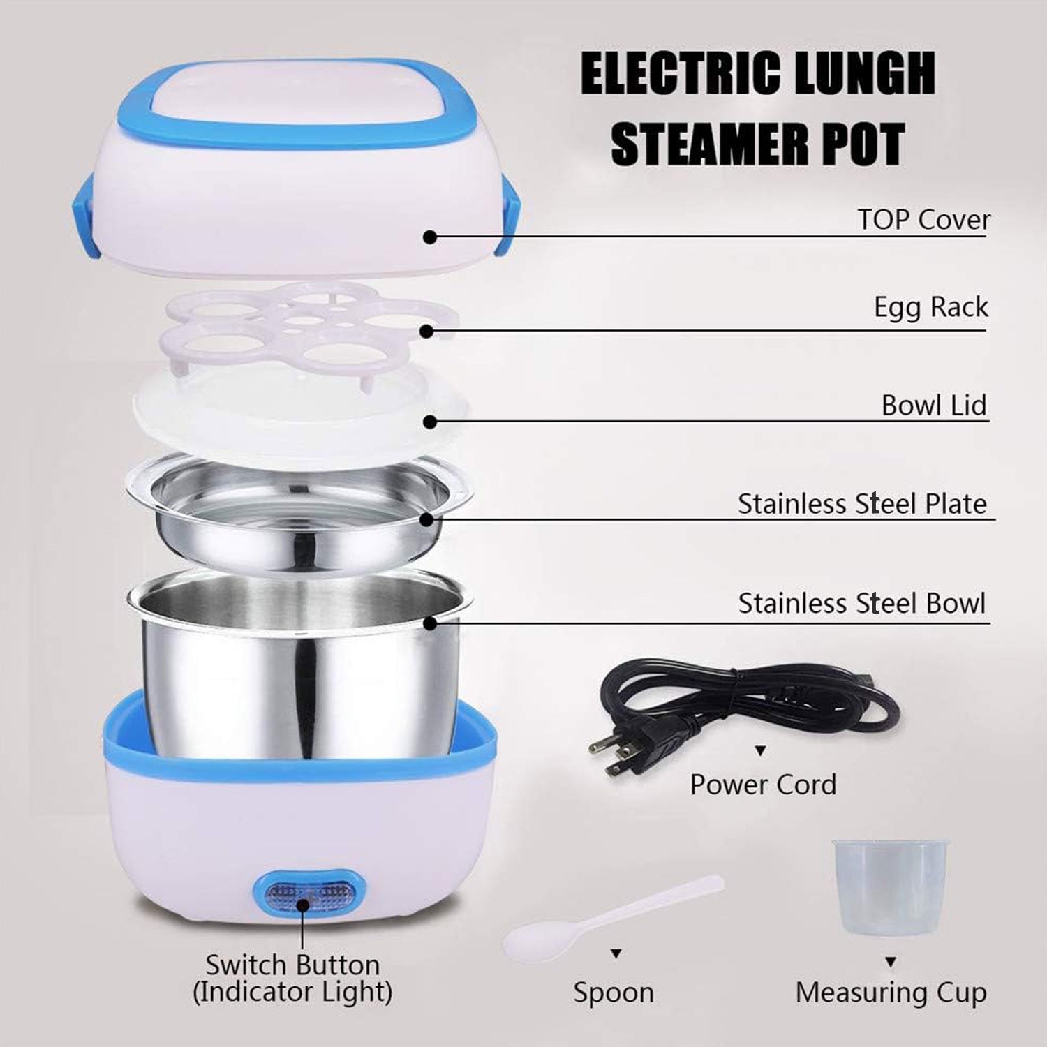 10027 Electric Lunch Box Portable Food Warmer Food Heating Lunch Box Removable Food-grade Stainless Steel Compartments 220v 200w For Car Truck Office 10027 Electric Lunch Box Portable Food Warmer Food Heating Lunch Box Removable Food-grade Stainless Steel Compartments 220v 200w For Car Truck Office